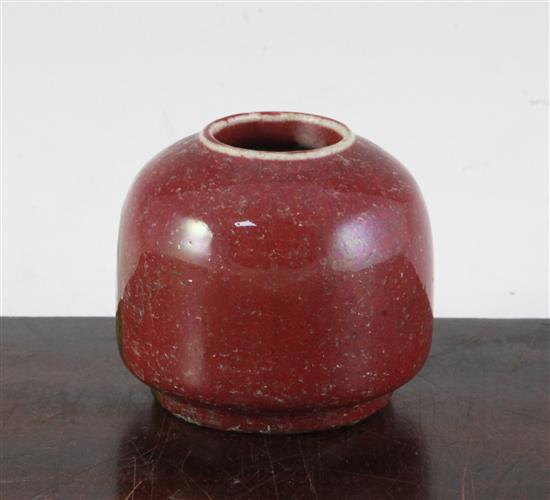 A Chinese sang-de-boeuf glaze water pot, 18th/19th century, height 7.5cm, faults